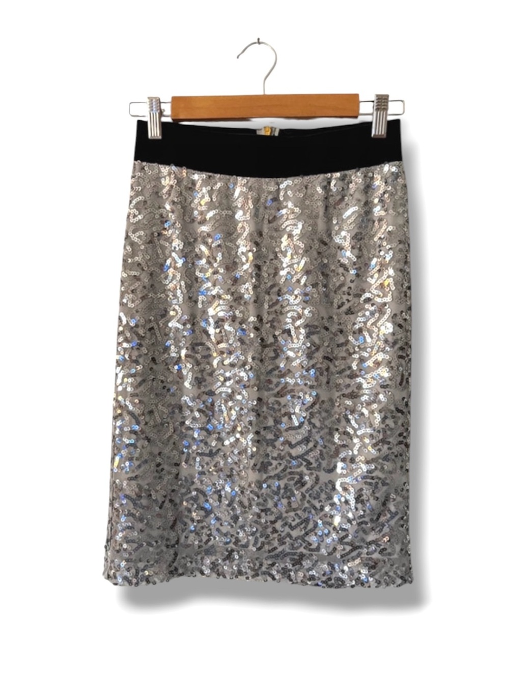 🦄 3/$36 IMAN Silver Sequin Pencil Skirt XS NWT